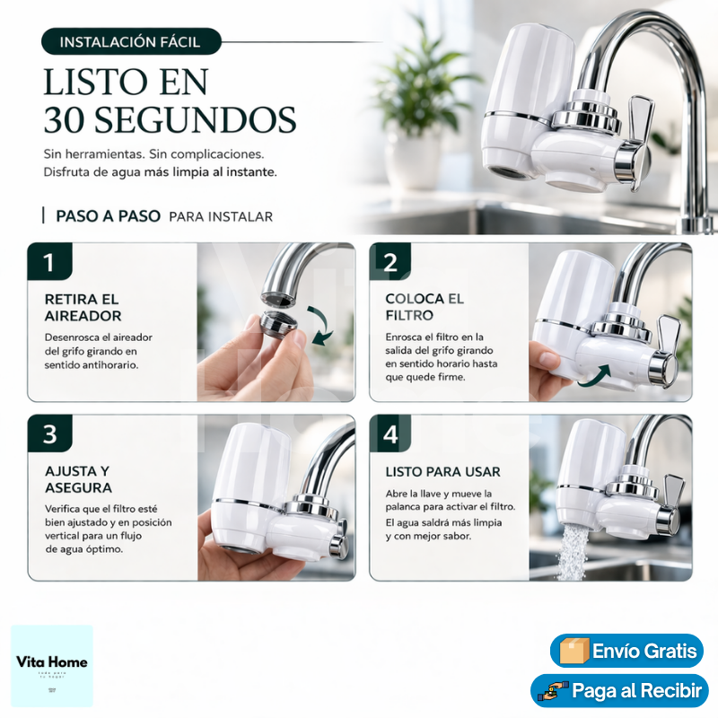 PuriAgua™ | Filtro purificador de agua para grifo