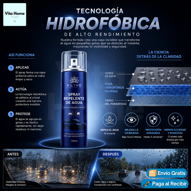 VisionClear™ | Espuma Impermeabilizante para Parabrisas y Espejos