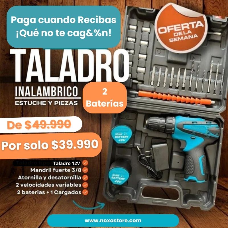 Taladro Destornillador Portátil UltraPro 3000™ + Pack Brocas (GRATIS) 🧰