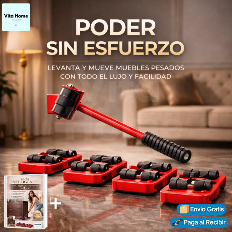 MueveFácil™ | Set para levantar y transportar muebles fácilmente.