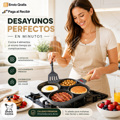 Multiuso Chef™ | Sartén Antiadherente de 4 espacios