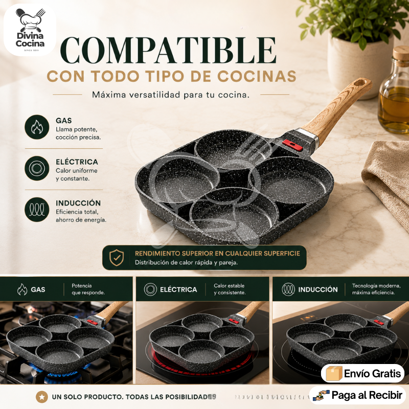 Multiuso Chef™ | Sartén Antiadherente de 4 espacios