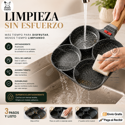 Multiuso Chef™ | Sartén Antiadherente de 4 espacios