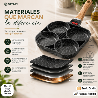 Multiuso Chef™ | Sartén Antiadherente de 4 espacios