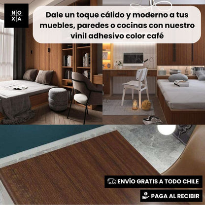 VinilWood | Rollo Vinil Adhesivo cafe 10m