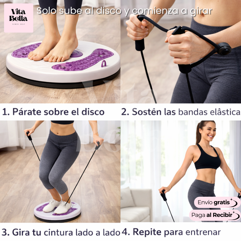 Cintura Activa™ | Disco giratorio con bandas elásticas para ejercitar