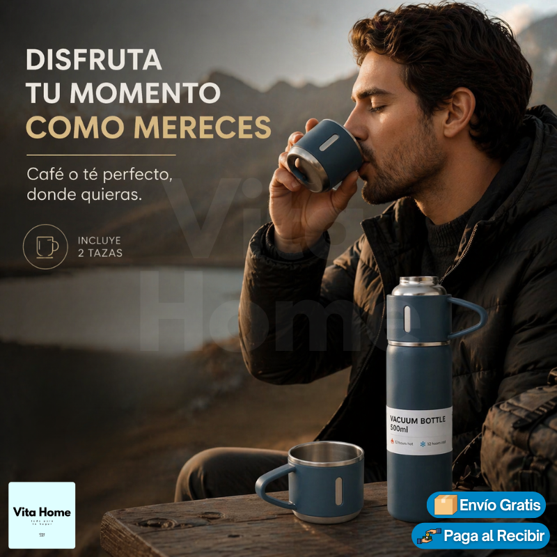 Termo Doble Taza™ | Termo conservador de bebidas 500ML