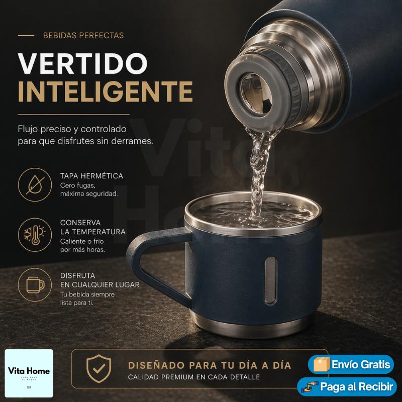 Termo Doble Taza™ | Termo conservador de bebidas 500ML