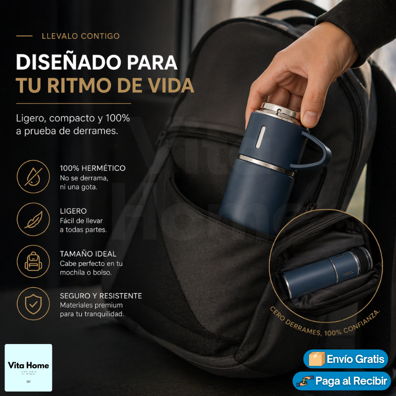 Termo Doble Taza™ | Termo conservador de bebidas 500ML