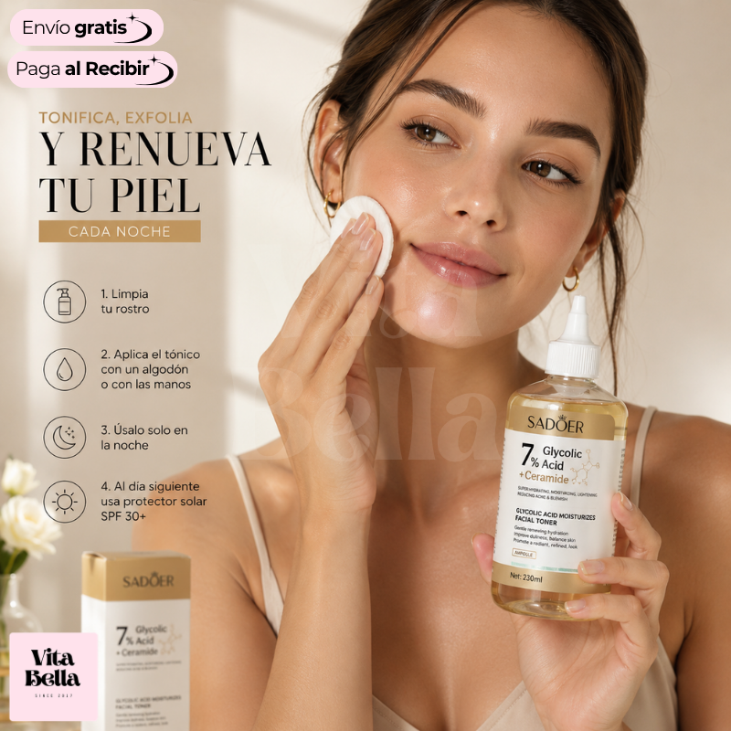 Solución Glicolic™ | Tónico facial con Ácido Glicólico 7%