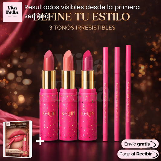 Color Nómada™ | Labiales Stay Wild de Kevin & Coco (set 3 labiales + 3 delineadores)
