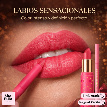Color Nómada™ | Labiales Stay Wild de Kevin & Coco (set 3 labiales + 3 delineadores)