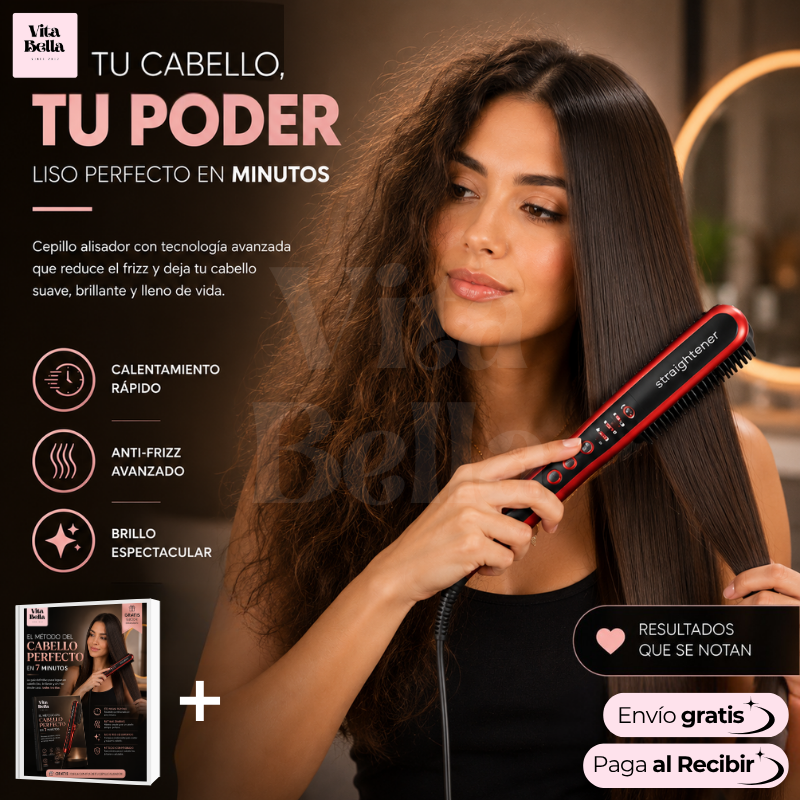 AlisaFácil™ | Cepillo alisador con temperatura ajustable