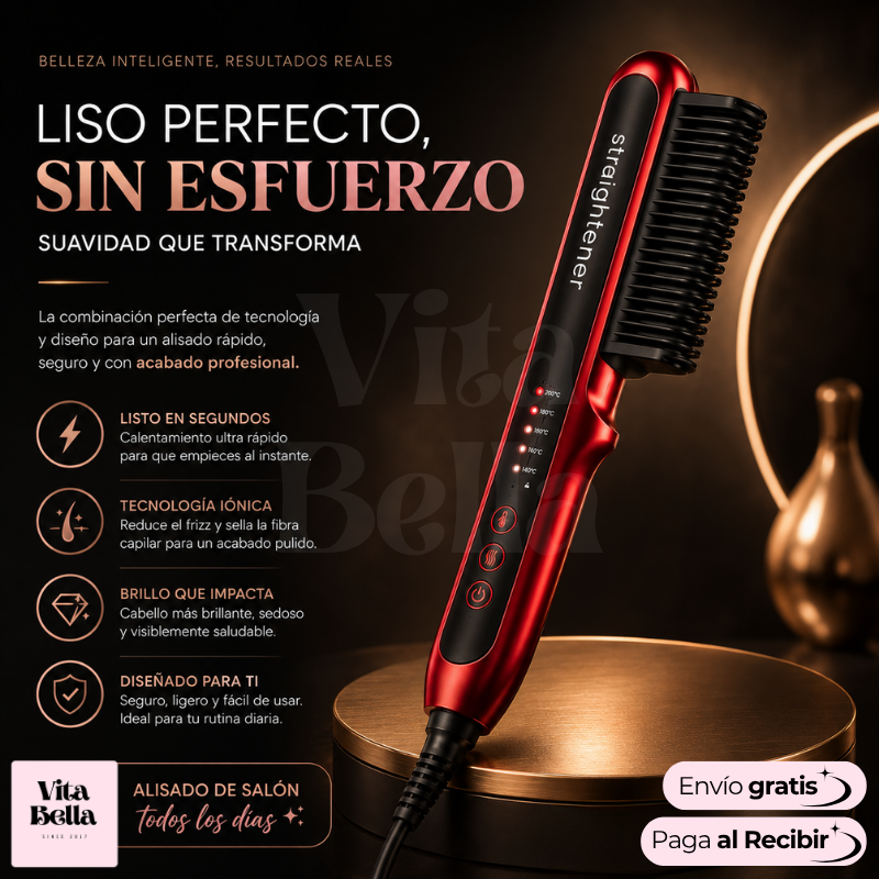 AlisaFácil™ | Cepillo alisador con temperatura ajustable