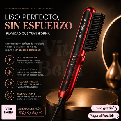 AlisaFácil™ | Cepillo alisador con temperatura ajustable