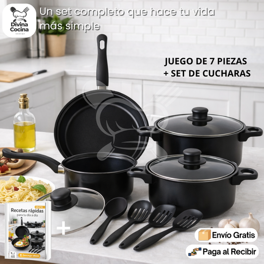 OllasMágicas™ | Juego de ollas antiadherentes + set de cucharas
