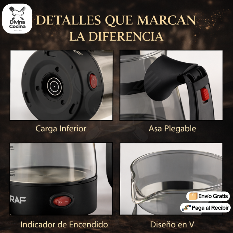 CaféMatinal™ | Cafetera Eléctrica Turca de Vidrio 500ml