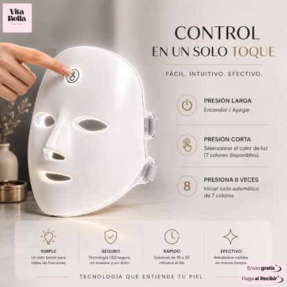 RevitaLED™ | Máscara facial rejuvenecedora con tecnología de luz LED