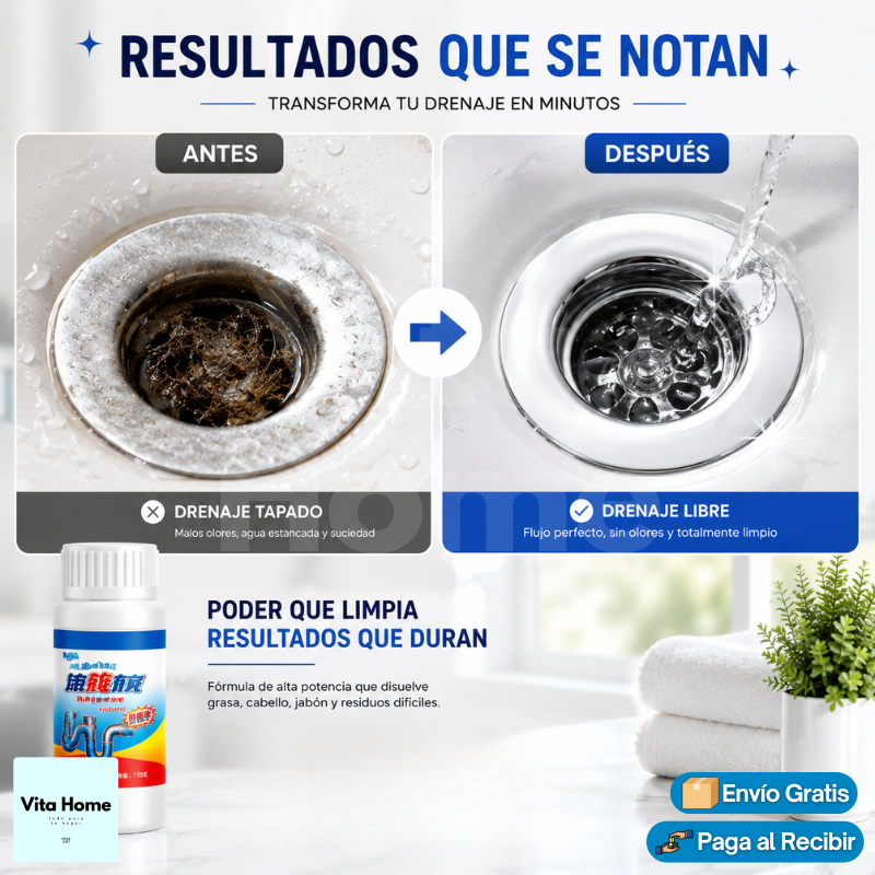 Destapa Caño Fácil™ | (2x1) Solución eficaz para desobstruir cañerías
