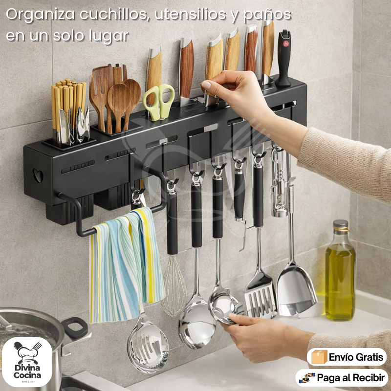 CuchilloFácil™ | Organizador de cuchillos de pared